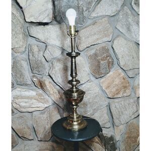 Vintage Stiffel Heavy Brass Table Lamp MCM Hollywood Regency 26.5" tall